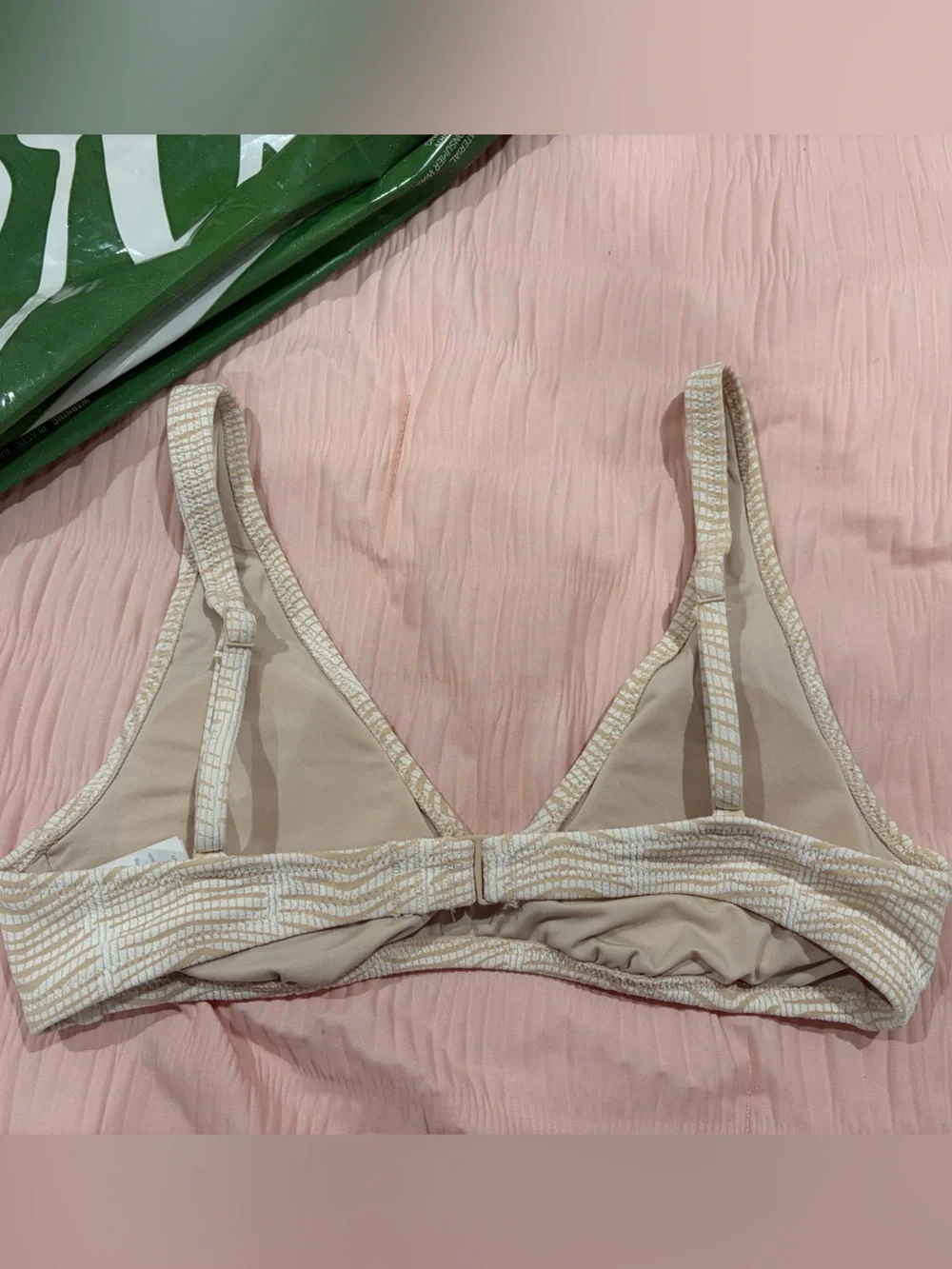 aerie nwot textured/patterned beige bikini top small